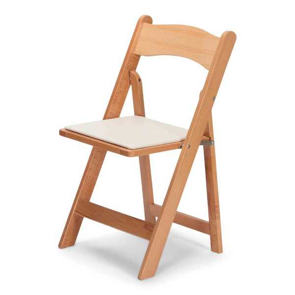 Atlas Commercial Products Wood Folding Chair, Natural with Ivory Pad WFC5NTIC